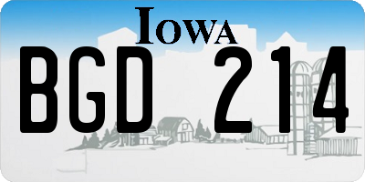 IA license plate BGD214