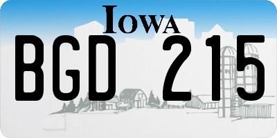 IA license plate BGD215