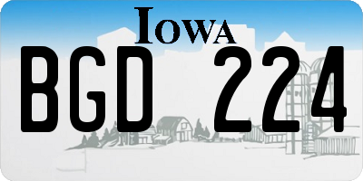 IA license plate BGD224