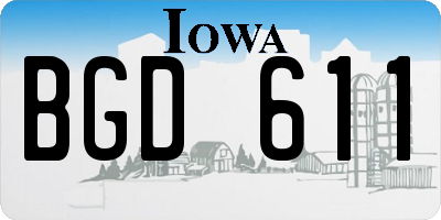 IA license plate BGD611