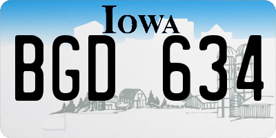 IA license plate BGD634