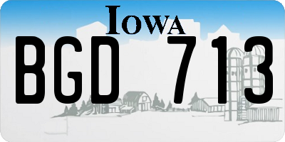 IA license plate BGD713