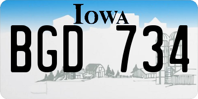 IA license plate BGD734