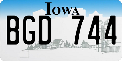 IA license plate BGD744