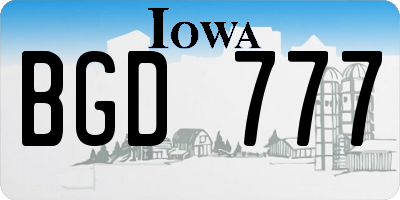 IA license plate BGD777