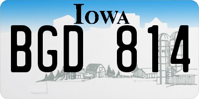 IA license plate BGD814