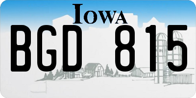 IA license plate BGD815