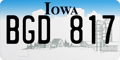 IA license plate BGD817