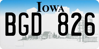 IA license plate BGD826