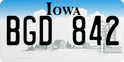 IA license plate BGD842