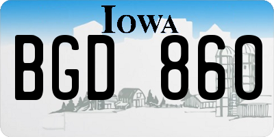 IA license plate BGD860