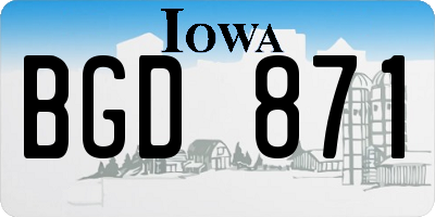 IA license plate BGD871