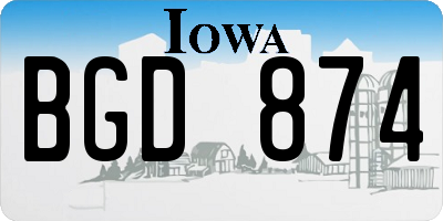 IA license plate BGD874
