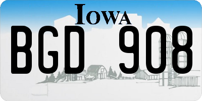 IA license plate BGD908