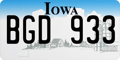 IA license plate BGD933