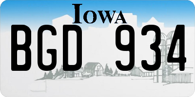 IA license plate BGD934