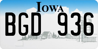 IA license plate BGD936