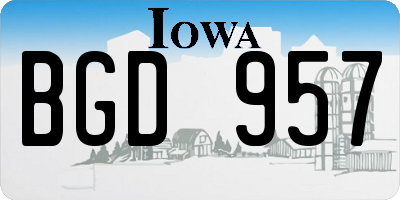IA license plate BGD957