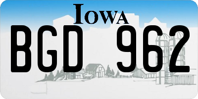 IA license plate BGD962
