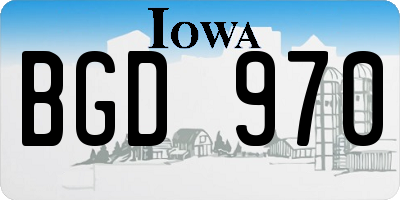 IA license plate BGD970