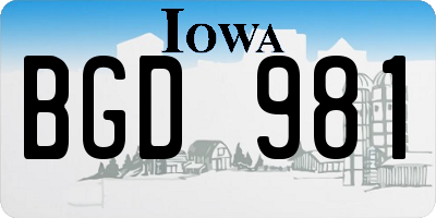 IA license plate BGD981