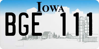 IA license plate BGE111
