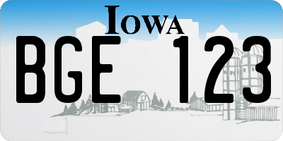 IA license plate BGE123