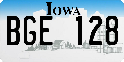 IA license plate BGE128