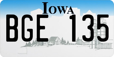 IA license plate BGE135
