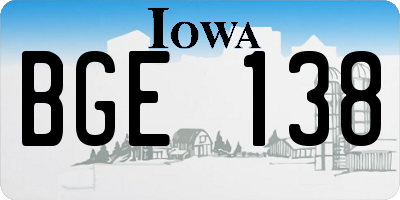 IA license plate BGE138