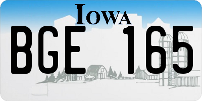 IA license plate BGE165