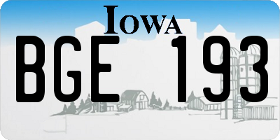 IA license plate BGE193