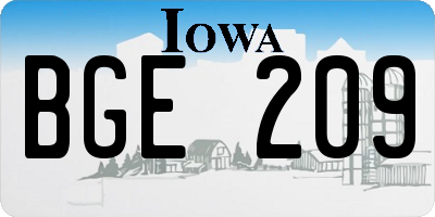 IA license plate BGE209