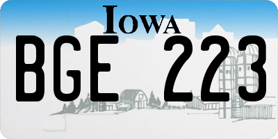 IA license plate BGE223