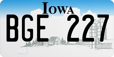 IA license plate BGE227
