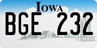 IA license plate BGE232