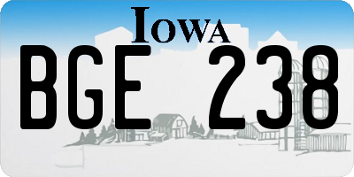 IA license plate BGE238