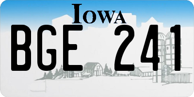 IA license plate BGE241
