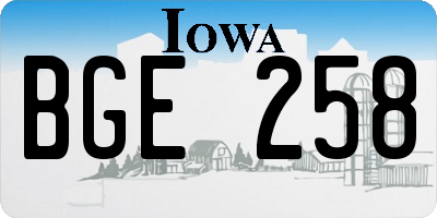 IA license plate BGE258