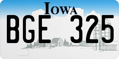 IA license plate BGE325