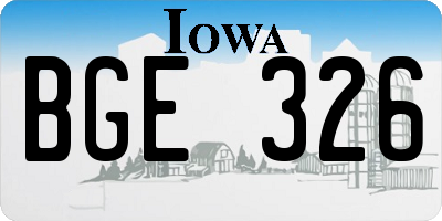 IA license plate BGE326