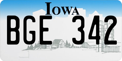IA license plate BGE342
