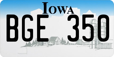 IA license plate BGE350