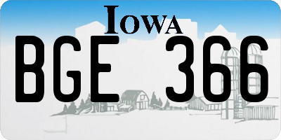 IA license plate BGE366