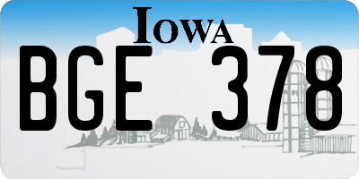 IA license plate BGE378