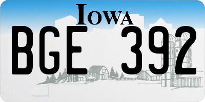 IA license plate BGE392