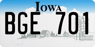 IA license plate BGE701