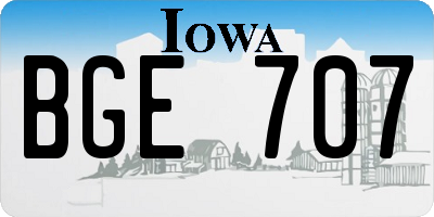 IA license plate BGE707