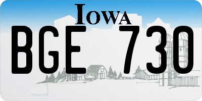 IA license plate BGE730