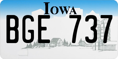 IA license plate BGE737